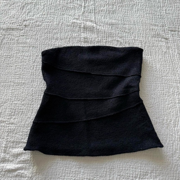 Zara Tops - Zara Navy Blue Textured Strapless Top